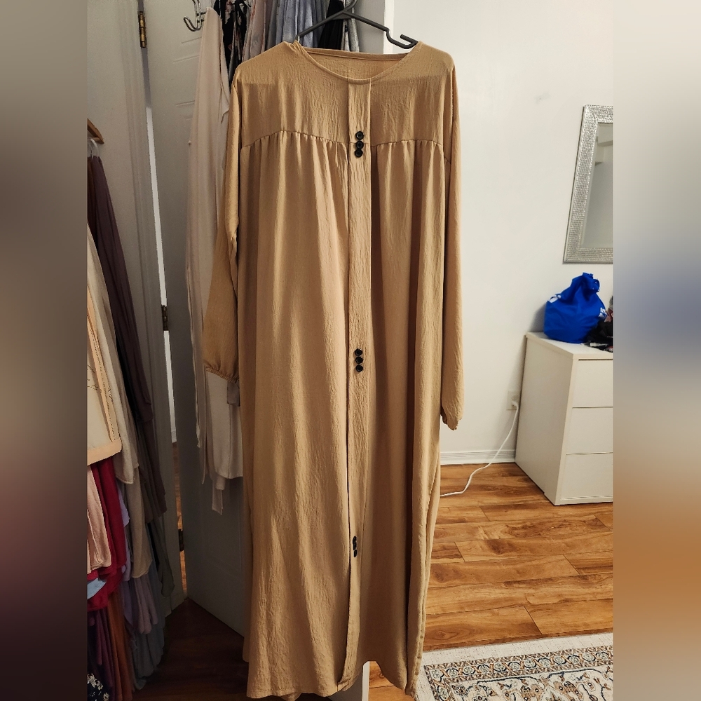 Tan Long Sleeve Dress with Elegant Design